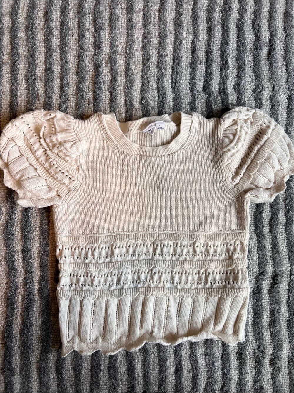 GAP kids Ivory Ribbed Crewneck Sweater